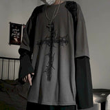 Long Sleeved Oversized Cross of Thorns two-piece Shirt for Men