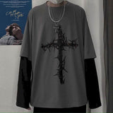 Long Sleeved Oversized Cross of Thorns two-piece Shirt for Men