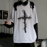 Long Sleeved Oversized Cross of Thorns two-piece Shirt for Men
