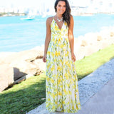 Women's V-Neck Sleeveless Long Floral Dress