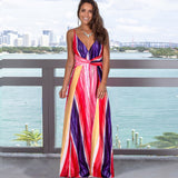 Women's V-Neck Sleeveless Long Floral Dress