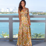 Women's V-Neck Sleeveless Long Floral Dress