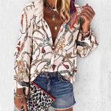 Taniafa New Fashion Daisy Floral Print Shirts Women V Neck Long Sleeve Button Tops Casual Loose Plus Size Blouse
