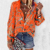 Taniafa New Fashion Daisy Floral Print Shirts Women V Neck Long Sleeve Button Tops Casual Loose Plus Size Blouse