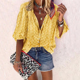 Taniafa New Fashion Daisy Floral Print Shirts Women V Neck Long Sleeve Button Tops Casual Loose Plus Size Blouse