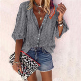 Taniafa New Fashion Daisy Floral Print Shirts Women V Neck Long Sleeve Button Tops Casual Loose Plus Size Blouse