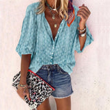 Taniafa New Fashion Daisy Floral Print Shirts Women V Neck Long Sleeve Button Tops Casual Loose Plus Size Blouse