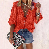 Taniafa New Fashion Daisy Floral Print Shirts Women V Neck Long Sleeve Button Tops Casual Loose Plus Size Blouse