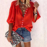 Taniafa New Fashion Daisy Floral Print Shirts Women V Neck Long Sleeve Button Tops Casual Loose Plus Size Blouse