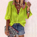 Taniafa New Fashion Daisy Floral Print Shirts Women V Neck Long Sleeve Button Tops Casual Loose Plus Size Blouse