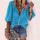 Taniafa New Fashion Daisy Floral Print Shirts Women V Neck Long Sleeve Button Tops Casual Loose Plus Size Blouse