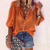Taniafa New Fashion Daisy Floral Print Shirts Women V Neck Long Sleeve Button Tops Casual Loose Plus Size Blouse