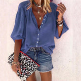 Taniafa New Fashion Daisy Floral Print Shirts Women V Neck Long Sleeve Button Tops Casual Loose Plus Size Blouse