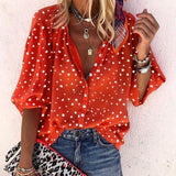 Taniafa New Fashion Daisy Floral Print Shirts Women V Neck Long Sleeve Button Tops Casual Loose Plus Size Blouse