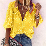Taniafa New Fashion Daisy Floral Print Shirts Women V Neck Long Sleeve Button Tops Casual Loose Plus Size Blouse