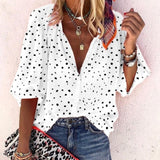 Taniafa New Fashion Daisy Floral Print Shirts Women V Neck Long Sleeve Button Tops Casual Loose Plus Size Blouse