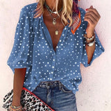 Taniafa New Fashion Daisy Floral Print Shirts Women V Neck Long Sleeve Button Tops Casual Loose Plus Size Blouse