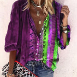Taniafa New Fashion Daisy Floral Print Shirts Women V Neck Long Sleeve Button Tops Casual Loose Plus Size Blouse