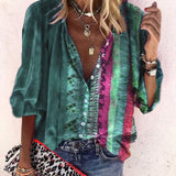 Taniafa New Fashion Daisy Floral Print Shirts Women V Neck Long Sleeve Button Tops Casual Loose Plus Size Blouse