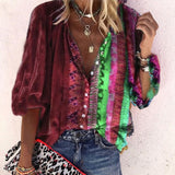 Taniafa New Fashion Daisy Floral Print Shirts Women V Neck Long Sleeve Button Tops Casual Loose Plus Size Blouse