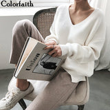 Women's Minimalist V-Neck Knitted Sweater
