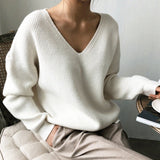 Women's Minimalist V-Neck Knitted Sweater