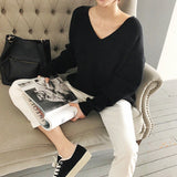 Women's Minimalist V-Neck Knitted Sweater