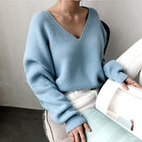 Women's Minimalist V-Neck Knitted Sweater