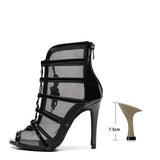 Woman High Top Latin Dance Shoes Red Black Ballroom Dance Boots Women Salsa Tango Dancing Shoes Girls Soft Bottom Party Sandals