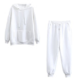 Tangada 2020 Autumn Winter Women tracksuit thick fleece 100% cotton suit 2 pieces sets hoodies sweatshirt and pants suits 6L17