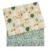 2PCS Dinosaur Dot, Fox  Animals Twill 100% Cotton Fabric,Patchwork Cloth,Sewing Quilting Fat Quarters Material For Baby&Child
