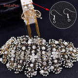 YouLaPan Golden Crystal Rhinestone for Bride - Hair Accessory