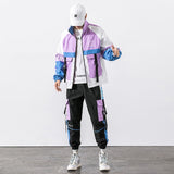 2021 Hip Hop Workwear jacket Mens Tracksuit Jacket+Pants 2PC Sets baseball loose Zipper Ribbons Coat & Long Pants Mens Clothing