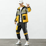 2021 Hip Hop Workwear jacket Mens Tracksuit Jacket+Pants 2PC Sets baseball loose Zipper Ribbons Coat & Long Pants Mens Clothing