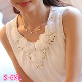 Women Blouses Blusa Feminino Tops White Sleeveless Chiffon Shirt