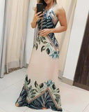 Women Bohemian Beach Casual Maxi Long Dress Female Summer Sleeveless Floral Print Elegant Party Dresses