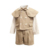 Boy Suits Cotton Baby Boys Suits 2021 Double Breasted vest short Shawl 3pcs Suit sets tuxedo Boy Formal Wedding birthday dress