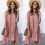 Lossky Women Summer Dress Polka Dot Chiffon Sleeveless Beach Mini Casual Yellow Sundress 2021 Fashion Plus Size Dress For Women