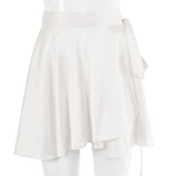 Fantoye Casual Satin Two Piece Dress Set For Women White O-neck Button Top Bandage Mini Pencil Skirts Outfits Fashion Party Suit