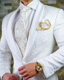 Double Breasted Suit Latest Coat Pant Designs White Floral Tuxedo Burgundy Lapel Party Dress Groom Suit Men Suit For Wedding