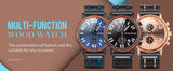 Gold Watch Men Luxury Brand Wooden Wristwatches Male Date Display Stop