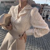 BGTEEVER Elegant Notched Collar Women Tassels Shirts