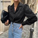 BGTEEVER Elegant Notched Collar Women Tassels Shirts