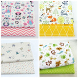 2PCS Dinosaur Dot, Fox  Animals Twill 100% Cotton Fabric,Patchwork Cloth,Sewing Quilting Fat Quarters Material For Baby&Child