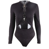 Yimunancy Long Sleeve Cut Out Bodysuit for Women