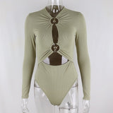 Yimunancy Long Sleeve Cut Out Bodysuit for Women