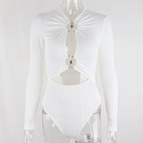 Yimunancy Long Sleeve Cut Out Bodysuit for Women