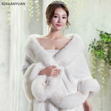 Red/White Wedding Bolero Winter Bridal Shrug Faux Fur Wedding Shawls Women Wraps Bridal Jacket Party Coat Bridal Shawl