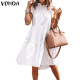Short Dress Women Sexy Sleeveless Ruffled Dress 2021 Summer Beach Holiday Sundress Bohemian Vestidos Plus Size Robe