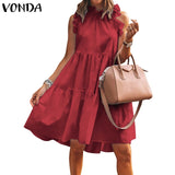 Short Dress Women Sexy Sleeveless Ruffled Dress 2021 Summer Beach Holiday Sundress Bohemian Vestidos Plus Size Robe